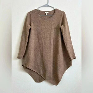 Joie Wool Cashmere Tunic Sweater Womens Medium Brown Long Sleeve Asymmetrical